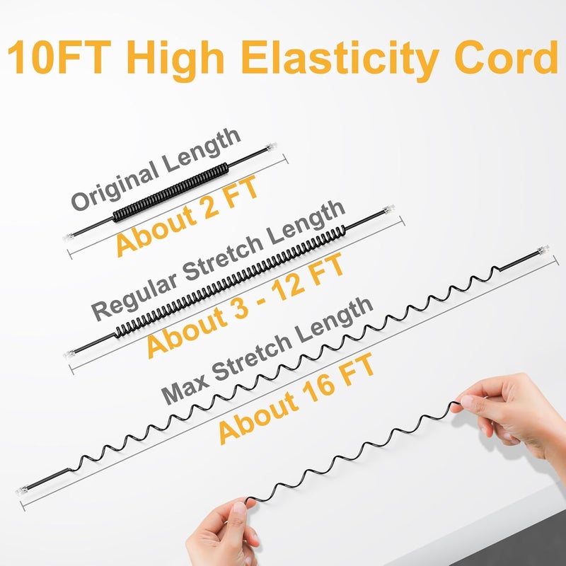 Uvital 16FT Black Telephone Cords for Landline Phones(Coiled Length: 2FT), 1 Pack RJ9 Phone Line Cord, Telephone Handset Cord, 4P4C Plug Phone Cords for Landline - Image 2